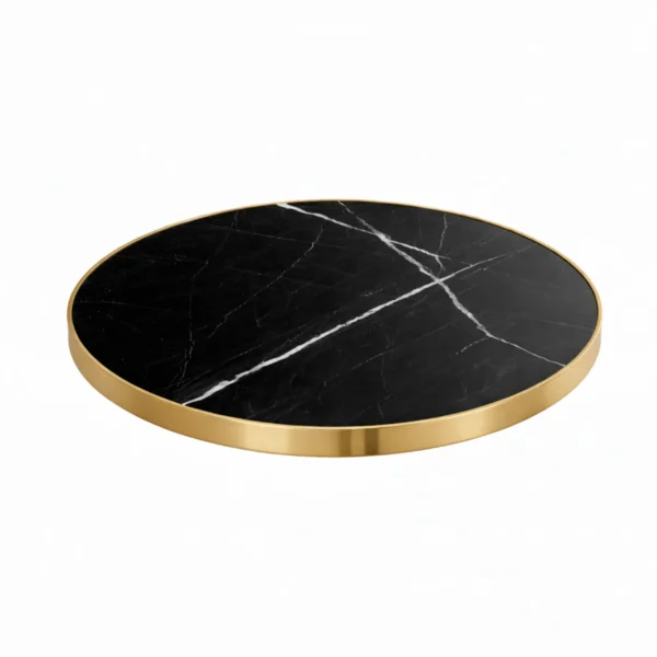 tablero redonda de mesa marmol negro multicapa