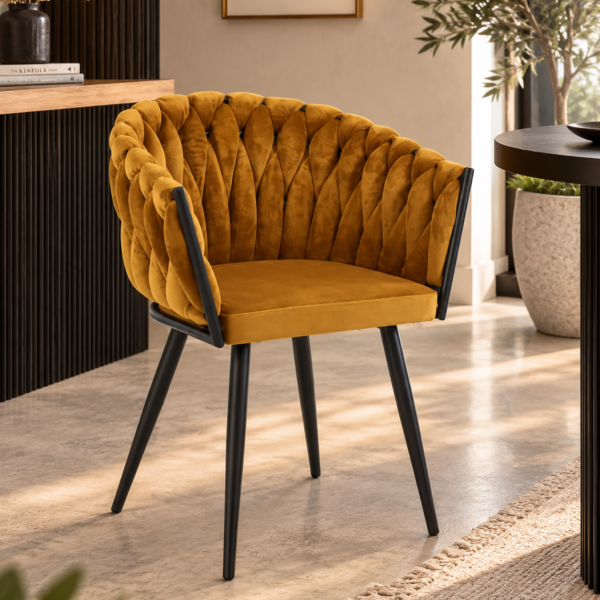 Silla Comedor Terciopelo Trenzado Lora