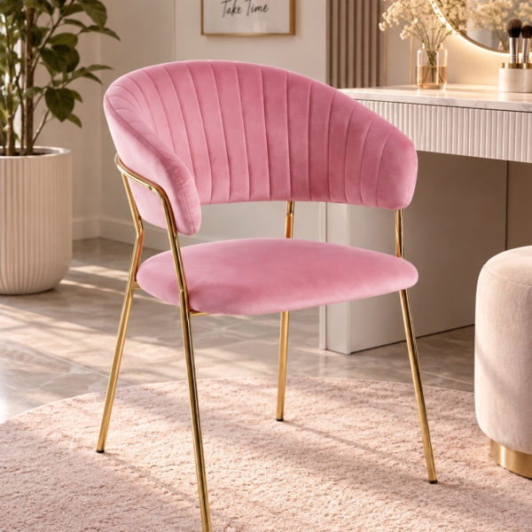 Silla de Comedor de Terciopelo Isa Patas Doradas