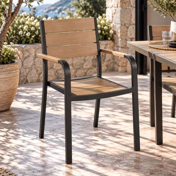 Silla de Exterior Kuchi Aluminio y Madera