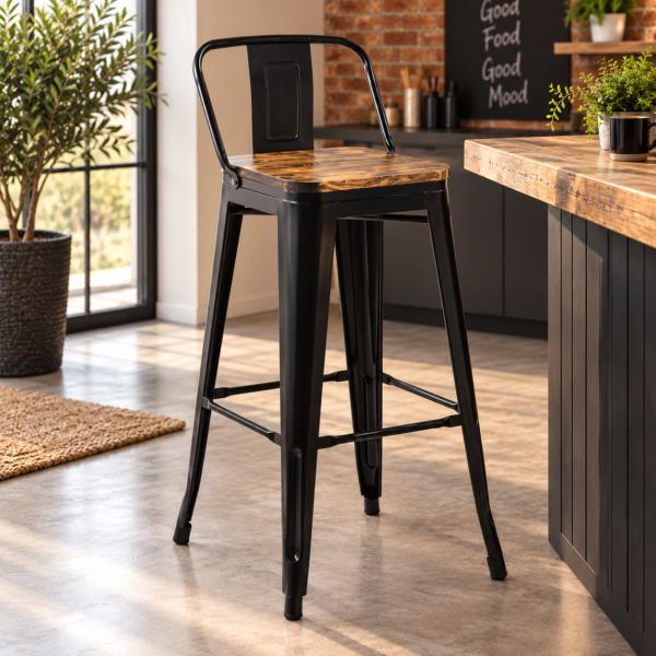 Taburete Alto Apilable con Respaldo Toix