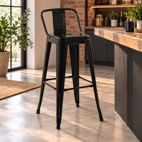 Taburete Alto Metal Respaldo Toix