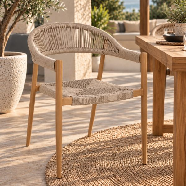 Silla de terraza Kuka con cuerda trenzada