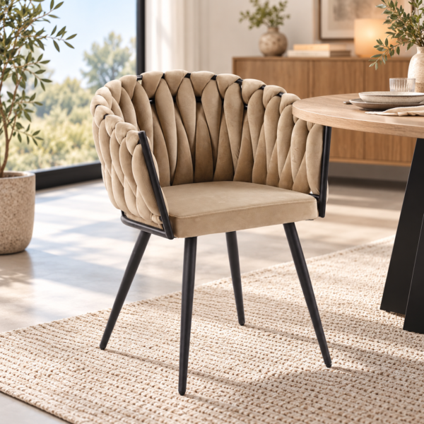 Sillón tapizado en comedor moderno