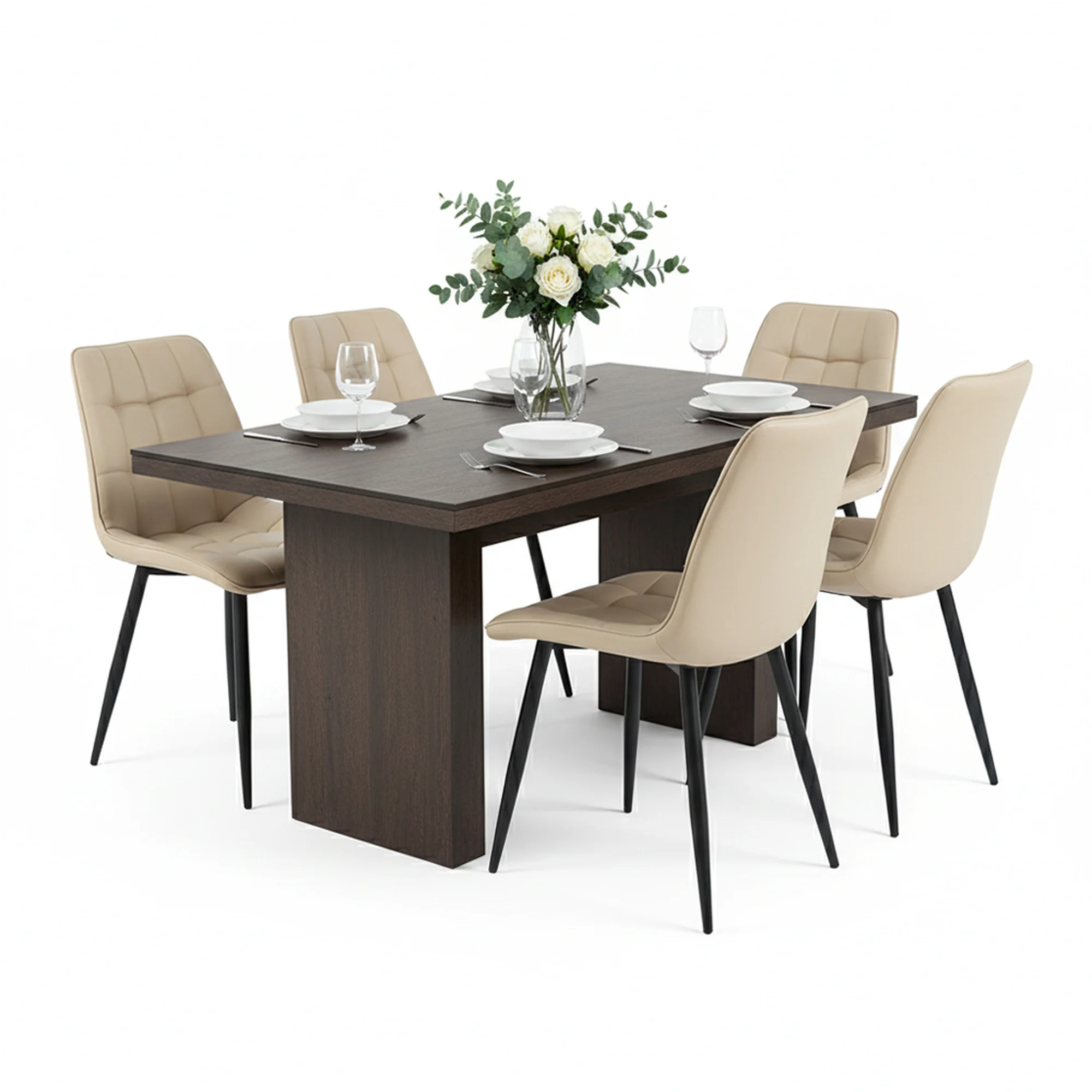 mesa comedor con silla poliepiel