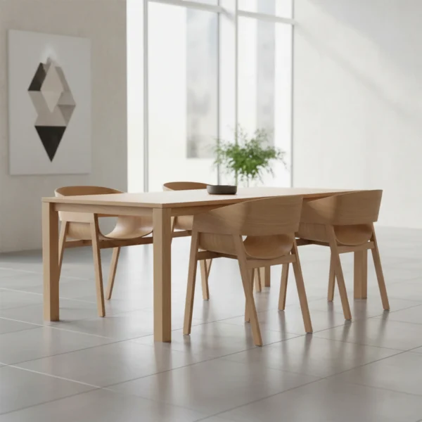 mesa y sillas de madera