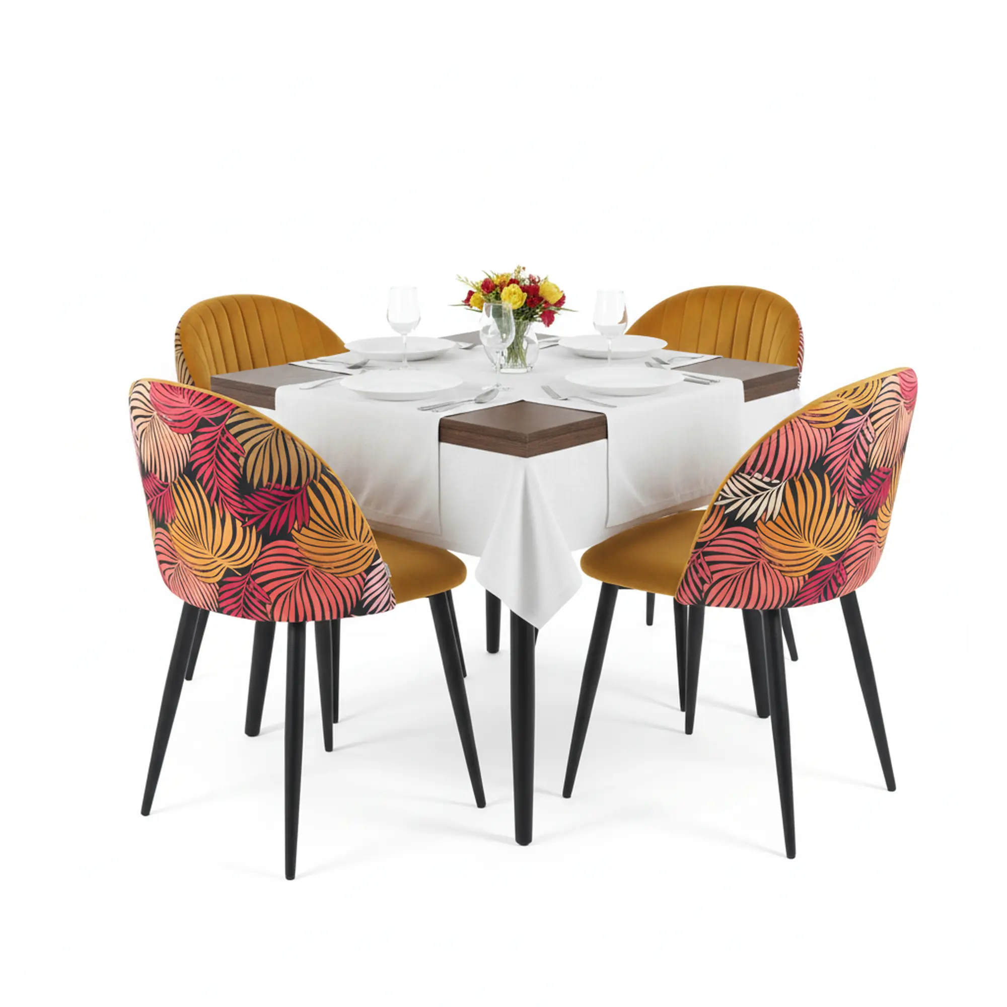 conjunto mesa y sillas terciopelo