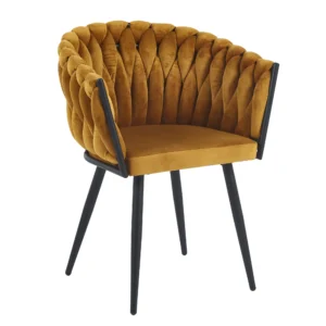 silla terciopelo trenzado mostaza