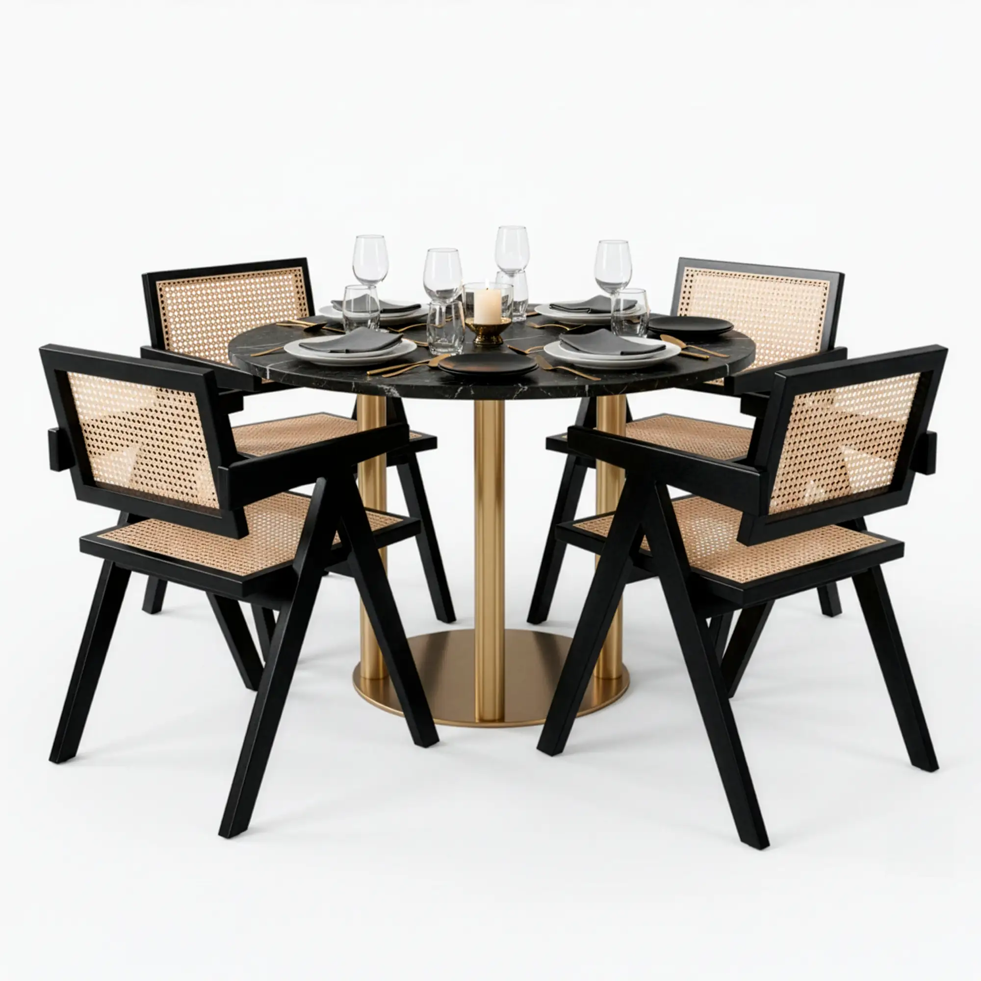 mesa redonda grande y sillas de restaurante