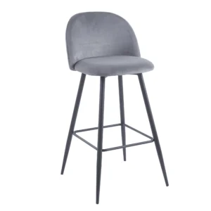 taburete alto terciopelo gris