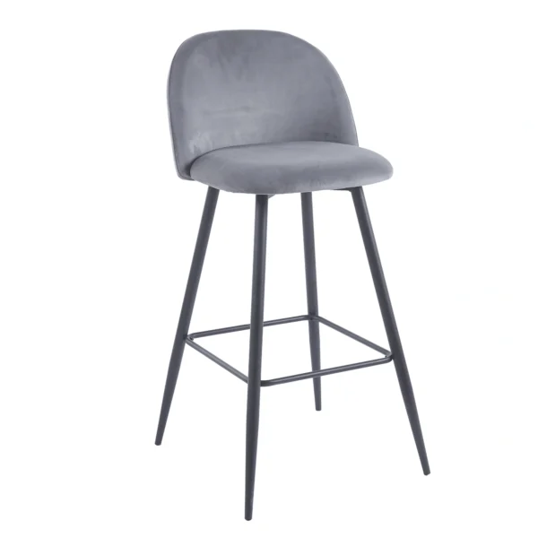 taburete alto terciopelo gris