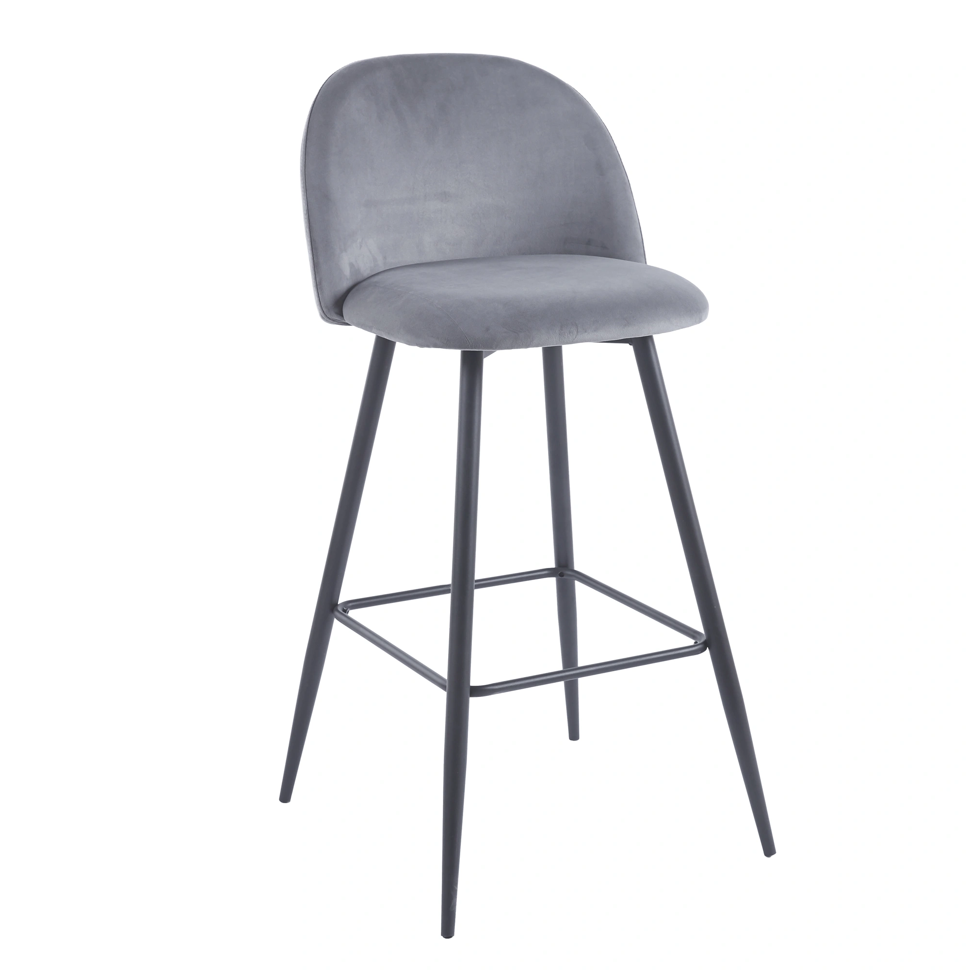 taburete alto terciopelo gris