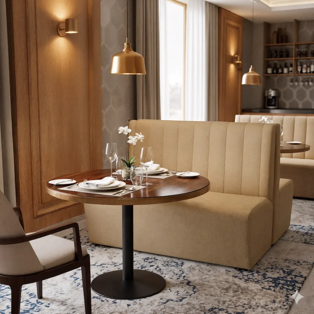 banco corrido con mesa