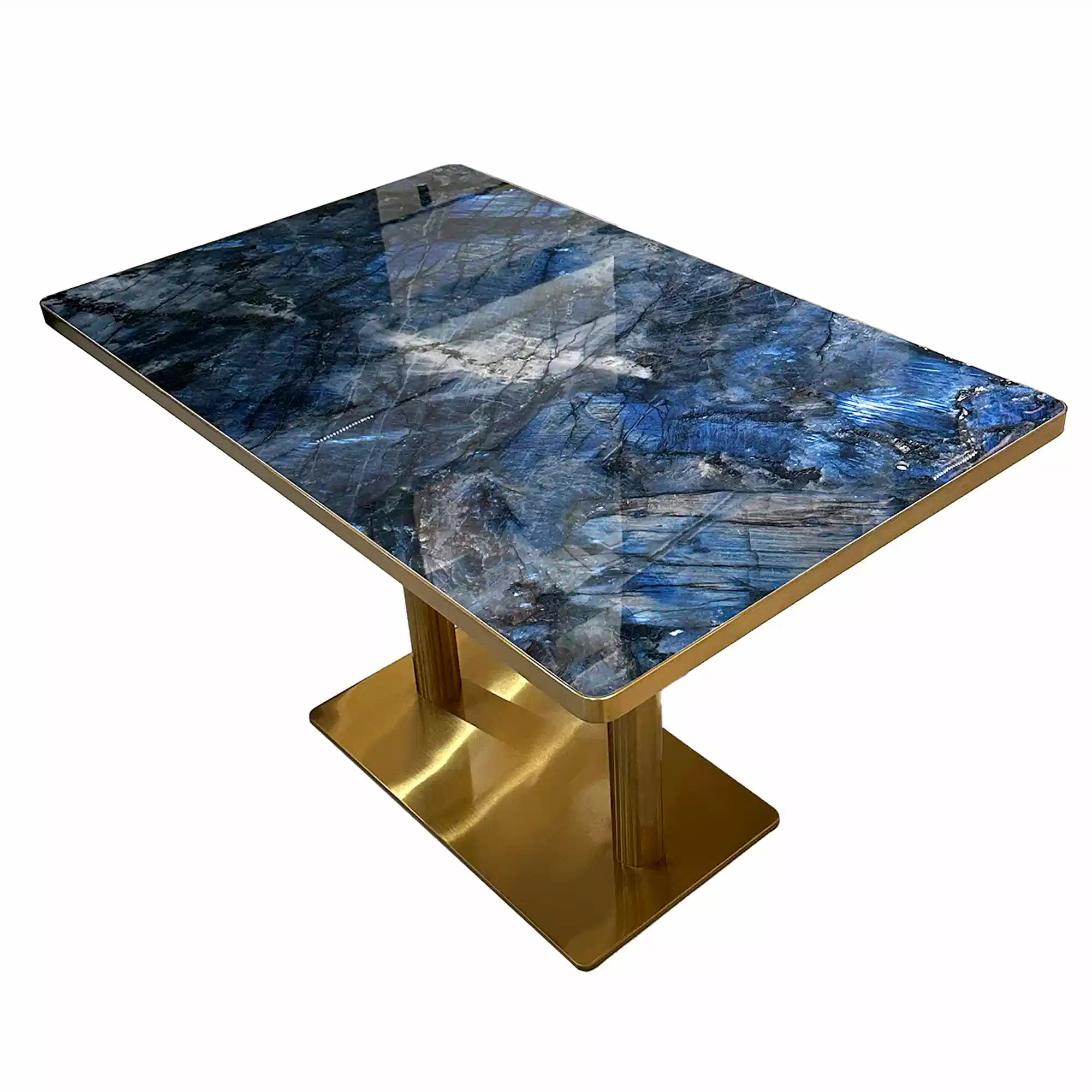 mesa restaurante rectangular piedra sinterizada marmol azul