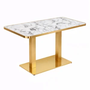 mesa rectangular de hosteleria dorada