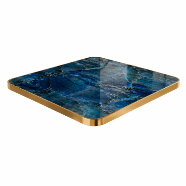 tablero de mesa piedra sinterizada marmol azul cuadrado