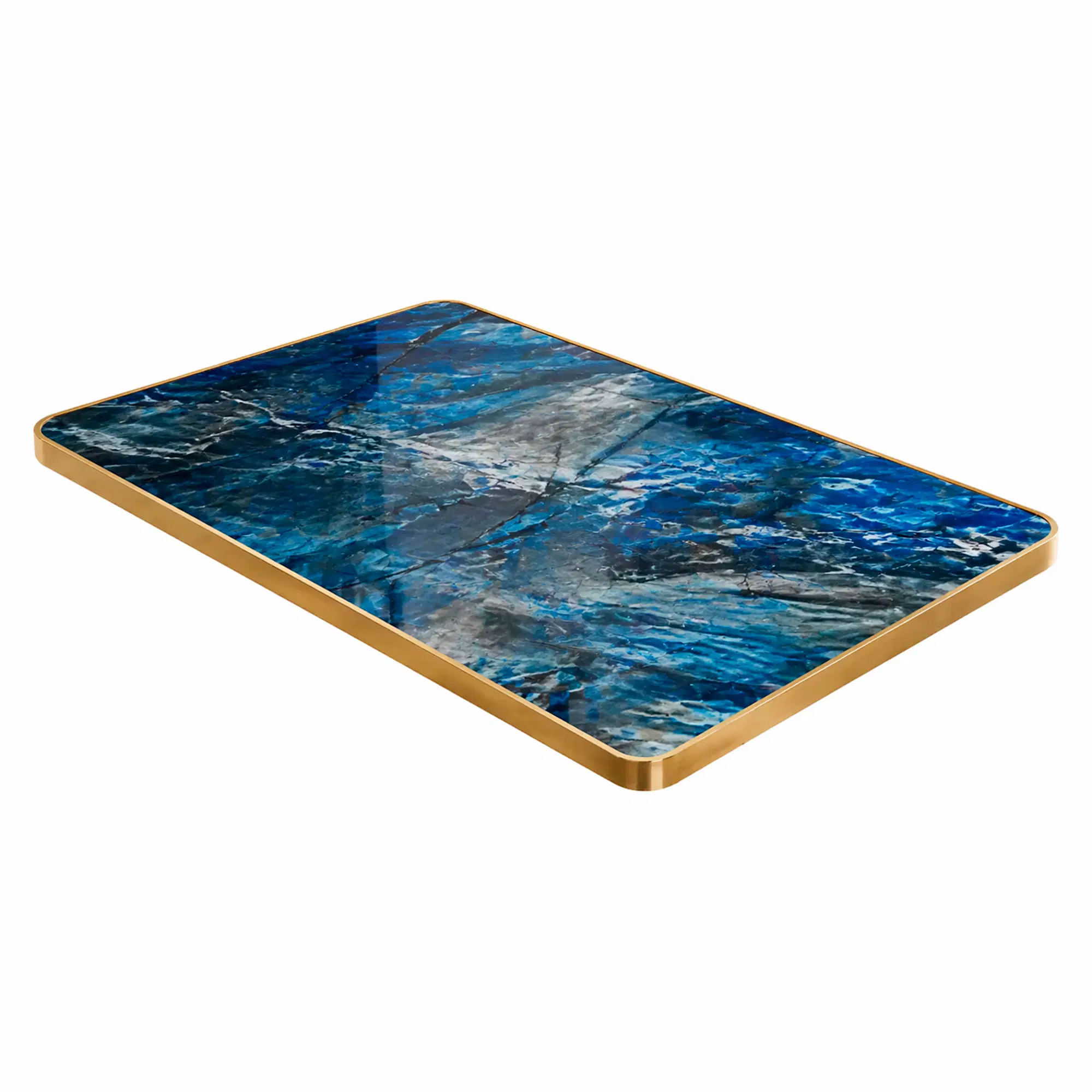 tablero de mesa piedra sinterizada marmol azul rectangular
