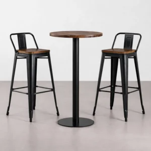 mesa y taburetes altos bar