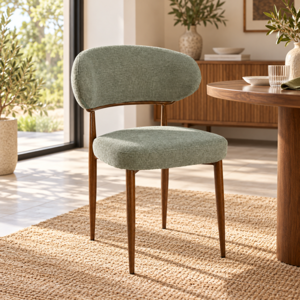Silla verde en comedor acogedor